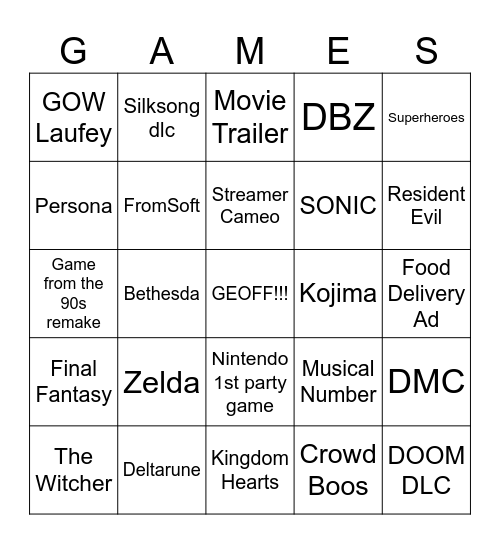 SGF 2026 Bingo Card