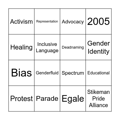 SEV Pride Bingo Card