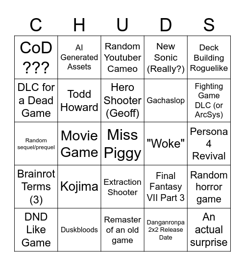 Summer Games Fest Bingo Card