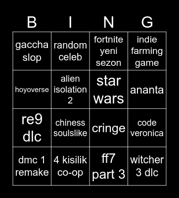 SGF Bingo Card