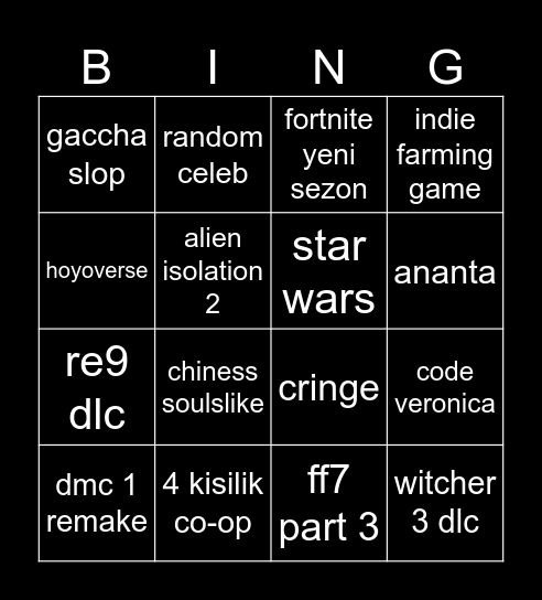 SGF Bingo Card