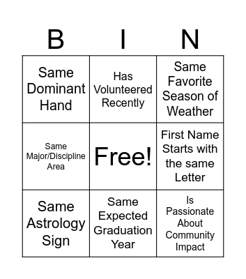 Human Bingo Card