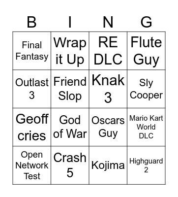 Summer Game Fest BINGO 2026 Bingo Card