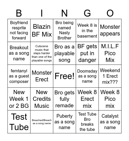 Week 8 Bingo Card