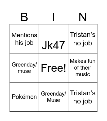 Jake bingo Card
