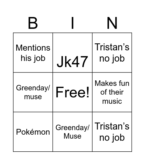 Jake bingo Card