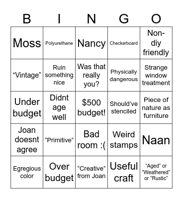 Designing (Non)Cents Bingo Card