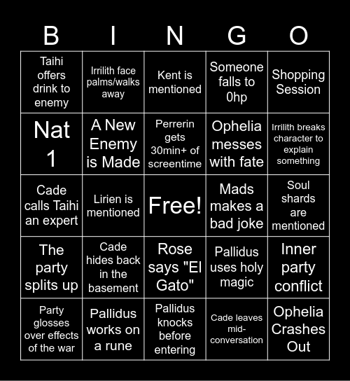 Balisker: The Returnal Bingo Card