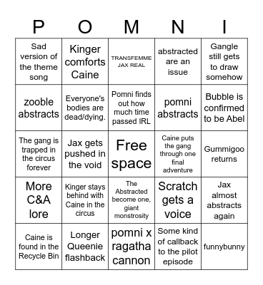 TADC Episode 9 Bingo Card