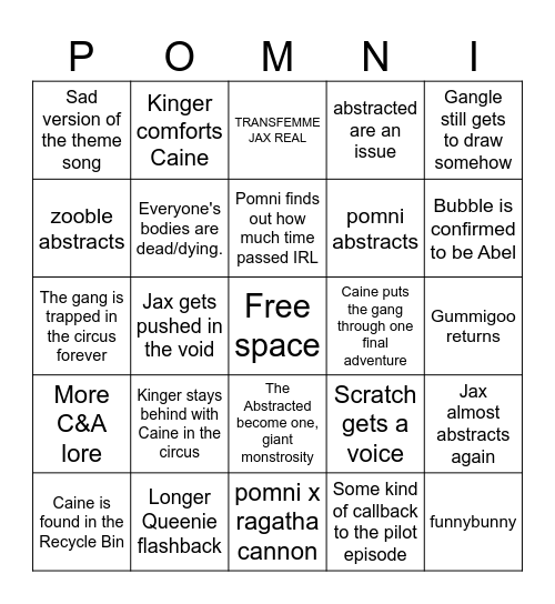 TADC Episode 9 Bingo Card