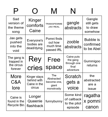 TADC Episode 9 Bingo Card