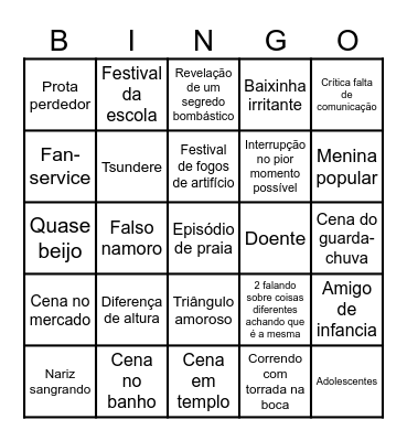 Anime de Romance Bingo Card