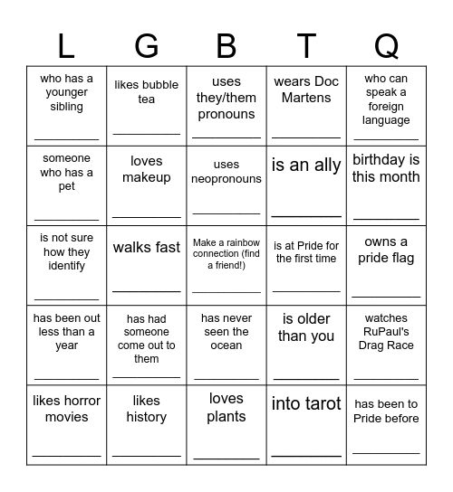 FIND SOMEONE WHO: Bingo Card