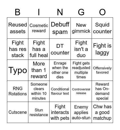 DF's 20th anniversary inn fight bingo Card