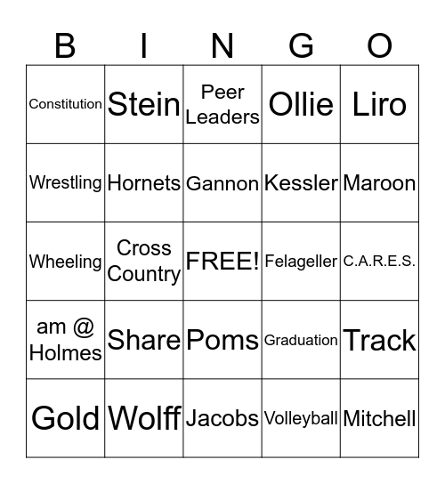 Holmes Bingo Card