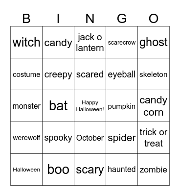 halloween Bingo Card