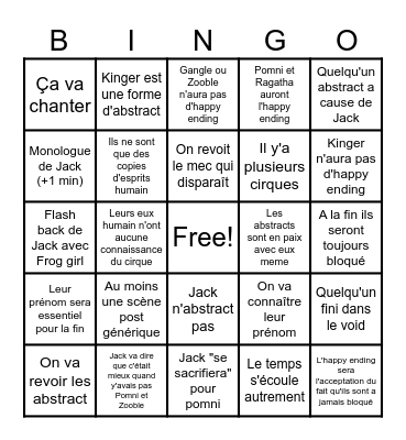 Digital circus ep 9 Bingo Card