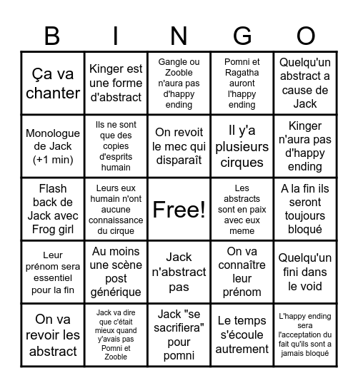 Digital circus ep 9 Bingo Card