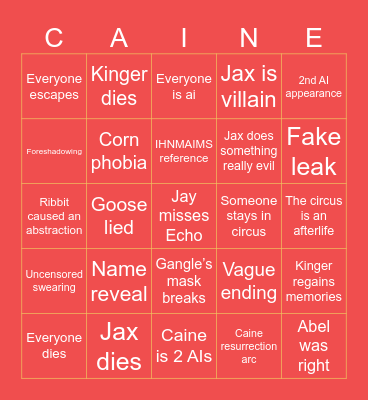 TADC Bingo Card