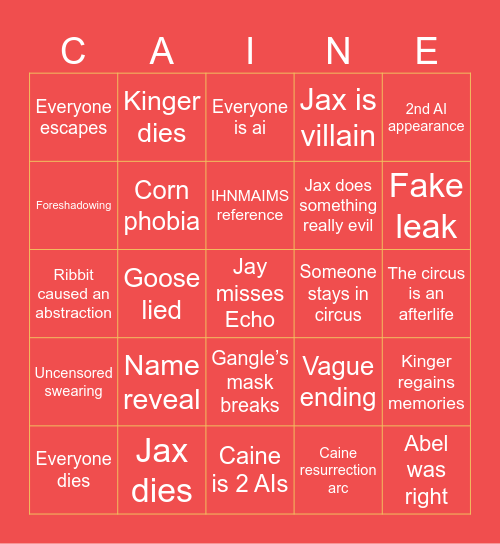 TADC Bingo Card