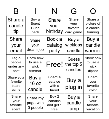 Patty's Candle Bingo Card
