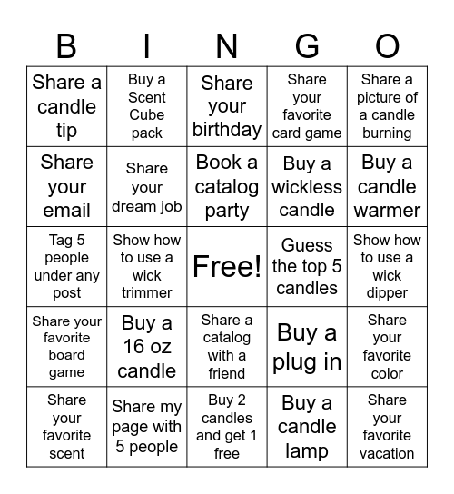 Patty's Candle Bingo Card