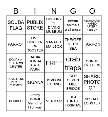 FLORIDA KEYS ROAD TRIP BINGO Card
