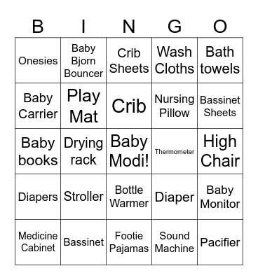 Baby Modi Bingo Card