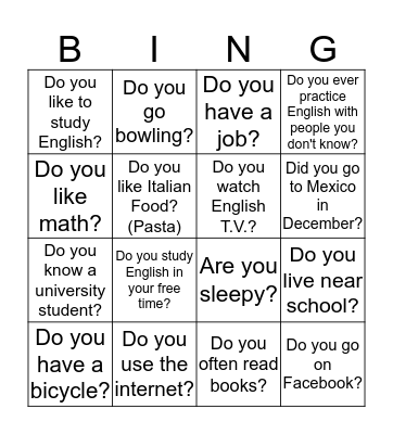 Find Someone Who! Bingo Card