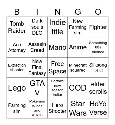 Summer Games Fest Bingo Card