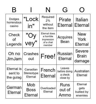 EternalPs2 Stream Bingo Card Bingo Card