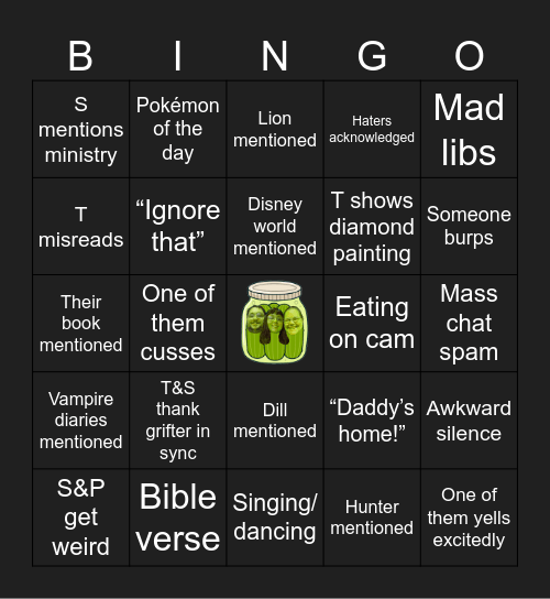 Getchell Family Bingo Card