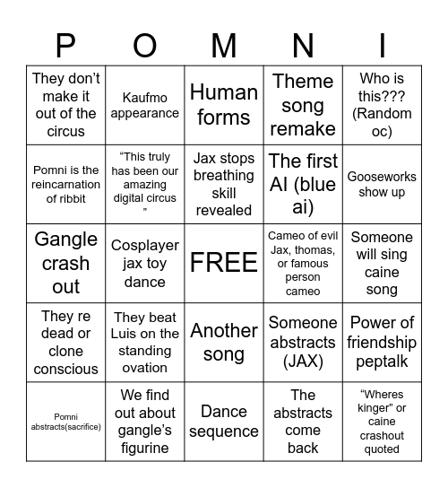 The Amazing Digital Theater Experience Bingo Card