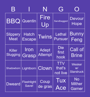 Dead by Daylight Bingo Card