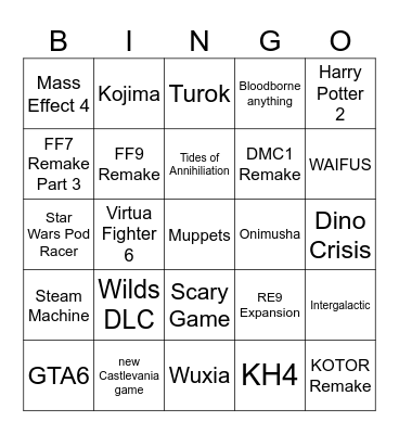 SGF 2026 Bingo Card