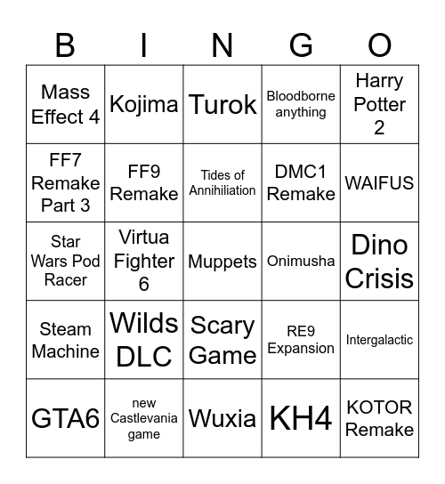 SGF 2026 Bingo Card