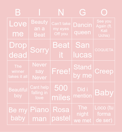 Bingo musical Bingo Card
