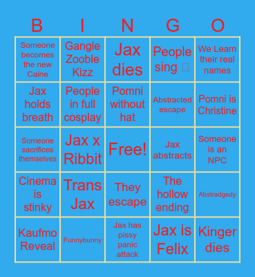 TADC The Last Act Bingo Card