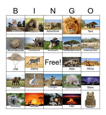 Safari Bingo Card