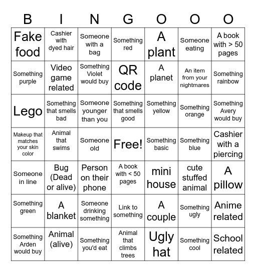 Mall bingo Card