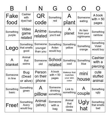 Mall bingo Card