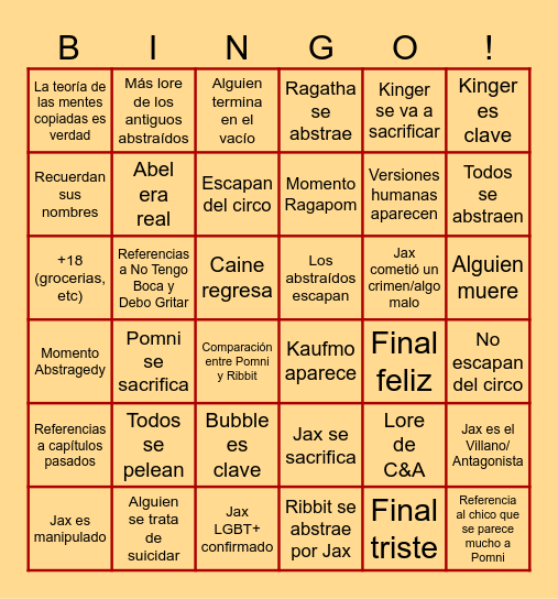 TAD CAPÍTULO 9 Bingo Card