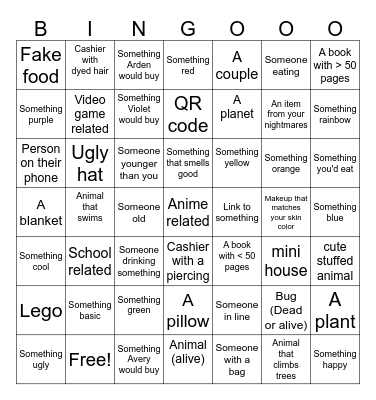 Mall bingo Card