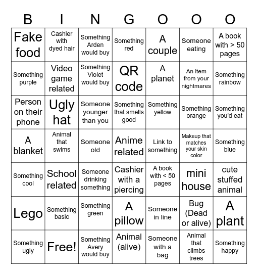 Mall bingo Card