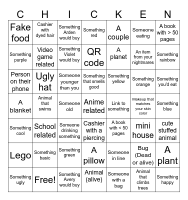 Mall bingo Card