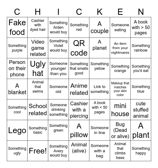 Mall bingo Card