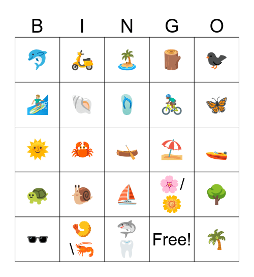 BEACH!! Bingo Card