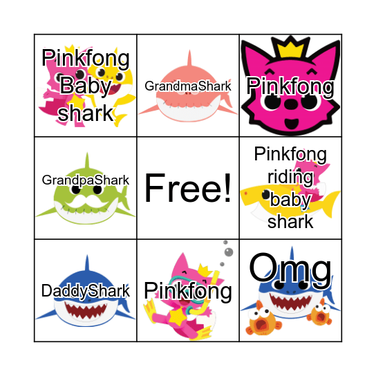 Baby Shark Bingo Card