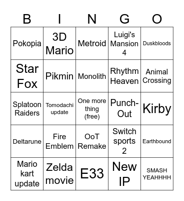 DIRECT!!! Bingo Card