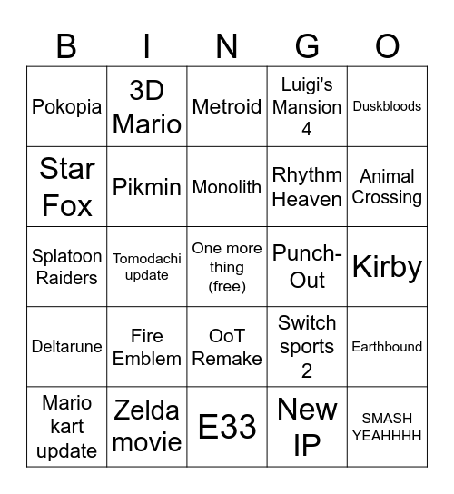 DIRECT!!! Bingo Card
